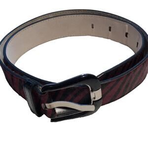NWOT.   Purple Pure Hair Calf Leather Zebra Stripe Belt. M